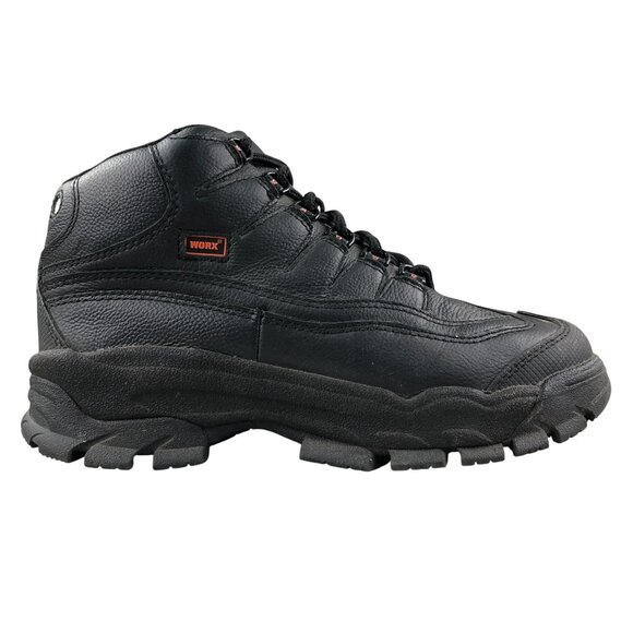 WORX Men's Size 8.5M Cobalt All-Black Full Leather Lace-Up Steel Toe Work Boots - Picture 1 of 16